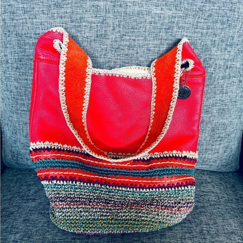 The Sak Limited Edition Coral Leather Woven Hobo Shoulder Bag Purse